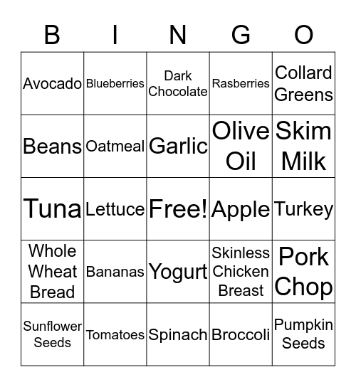 Blood Pressure Bingo Card