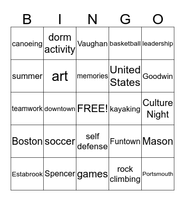 BASS BINGO Card