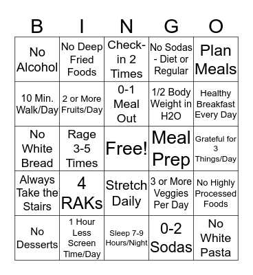 Fit Rage BINGO Card