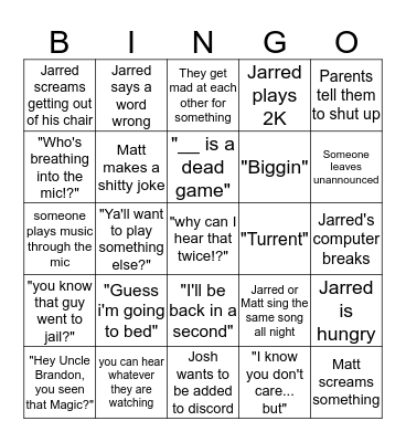 Biggin-O Bingo Card