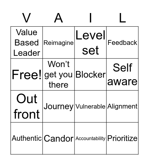 Vail Resorts Bingo Card