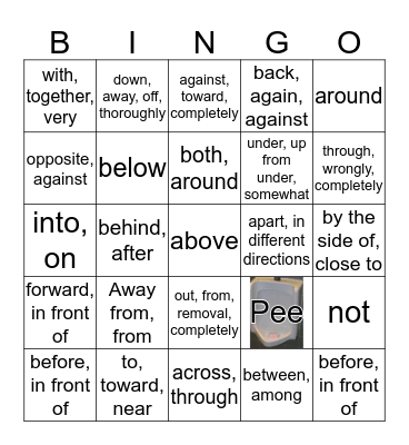 Latin Prefixes Bingo Card