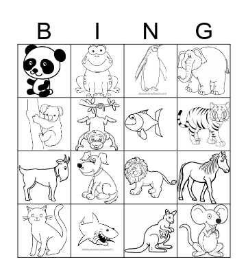 ANIMAL BINGO Card