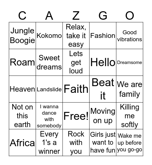 DISCO BINGO Card