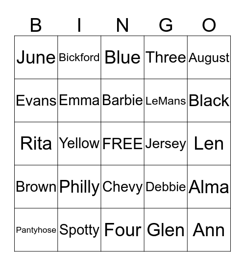 About Norene Bingo Card