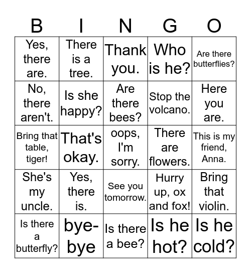 Fantastic and Delight Bingo Card