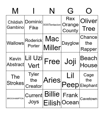 Music Taste (Lizard) Bingo Card