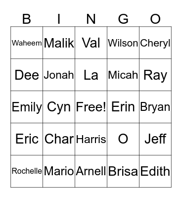 FAMILY Bingo Card