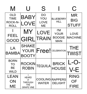 WAY BACK BINGO Card
