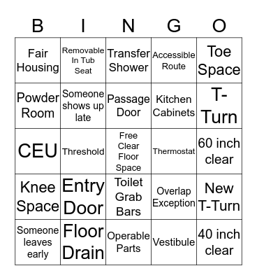 ACCESSIBILITY BINGO Card