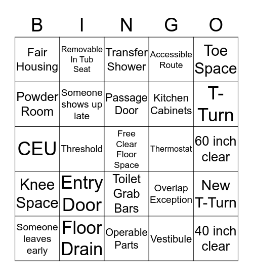 ACCESSIBILITY BINGO Card
