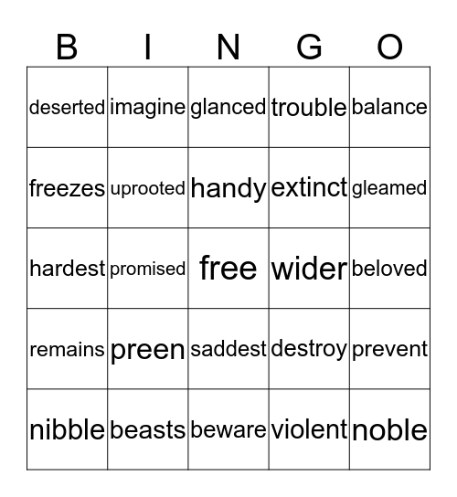 Time to Review Some Vocabulary! Bingo Card