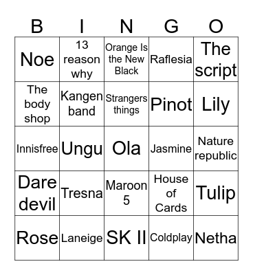 BINGO WITH SASYA Bingo Card