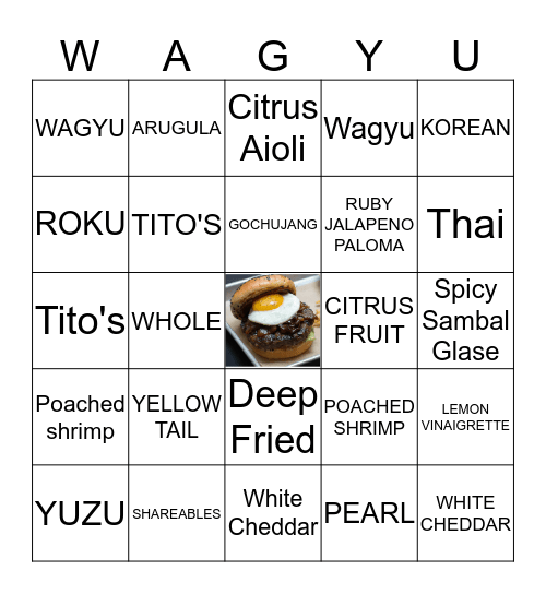 NEW MENU BINGO Card