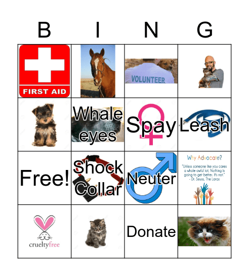 Animal Advocates Bingo Card