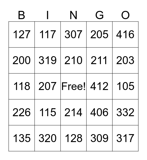 NOIC Bingo Card