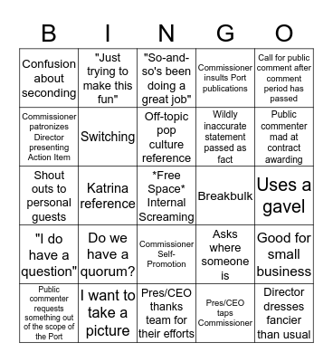 Board Bingo Card