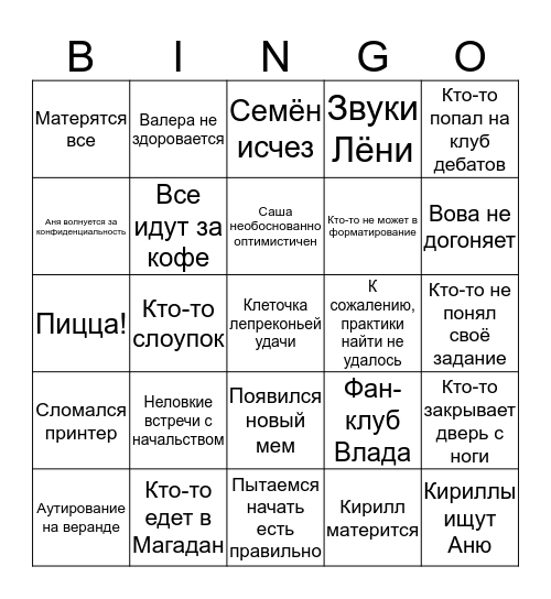 openspace Bingo Card