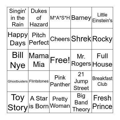 TV & Movies Bingo Card
