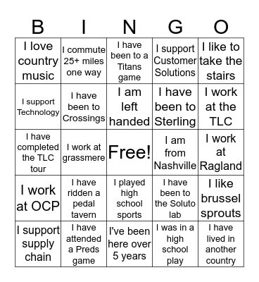 Ops Finance Team Offsite Bingo Card