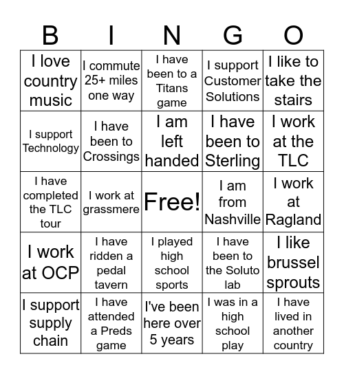 Ops Finance Team Offsite Bingo Card