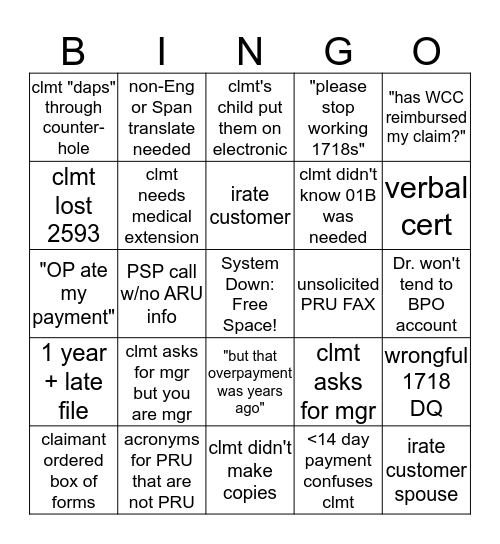 SDI Bingo: did this happen to you this week Bingo Card