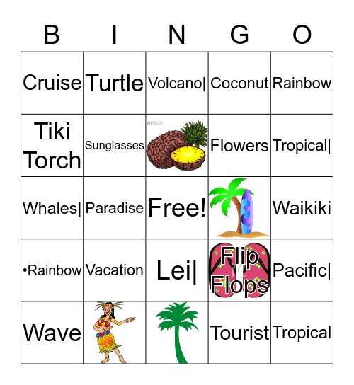 Hawaiian Bingo Card