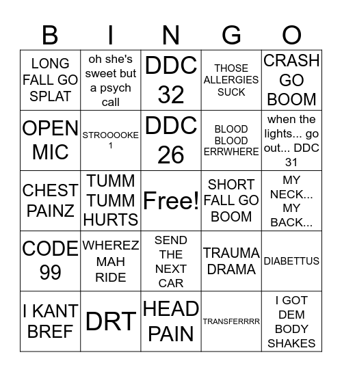 DISPATCH  Bingo Card
