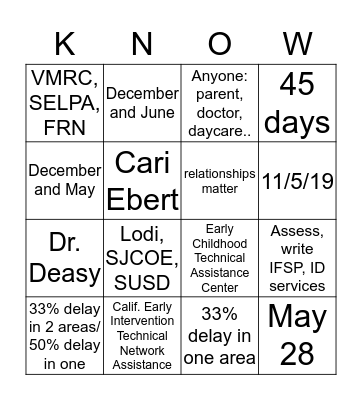 EIC Bingo Card