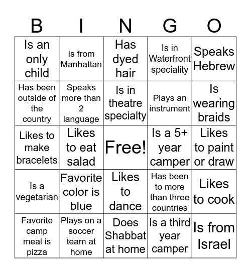 Human Bingo (1) Bingo Card