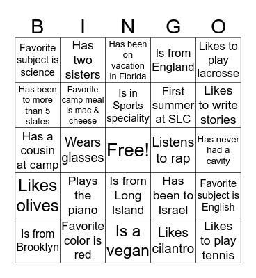 Human Bingo (2) Bingo Card