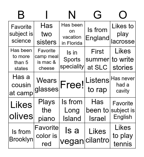 Human Bingo (2) Bingo Card