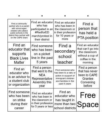 HUMAN BINGO Card