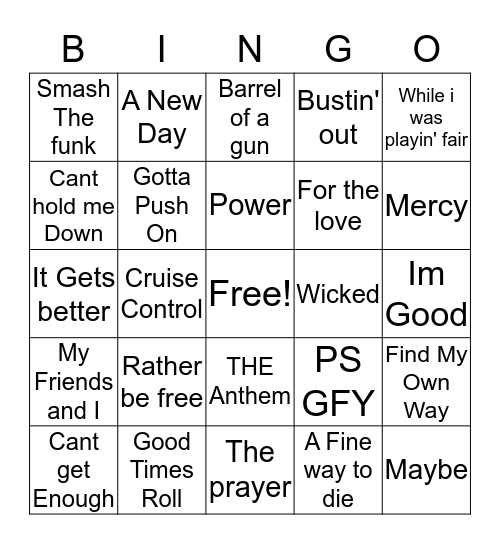 THE GRIZ PLAYLIST!! Bingo Card