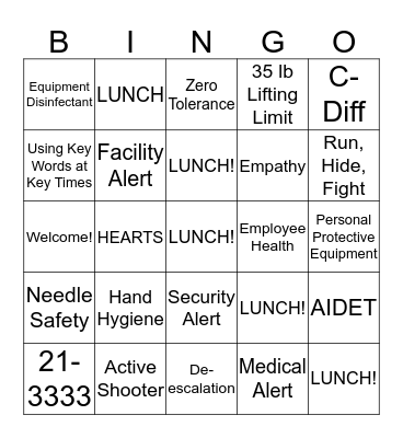 ALGH Day 2 Orientation Bingo Card