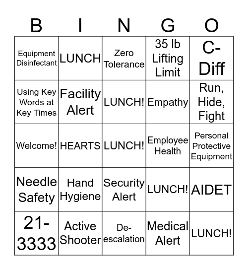 ALGH Day 2 Orientation Bingo Card