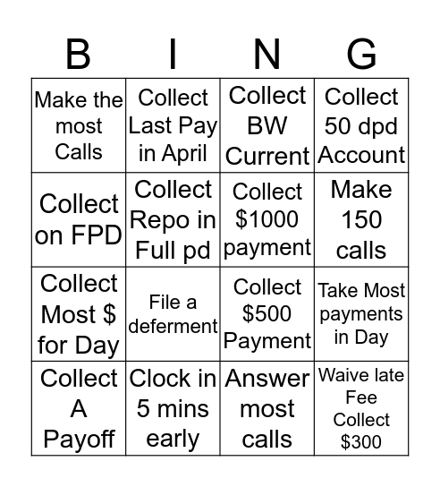 Friday *Bing* Fun! Bingo Card