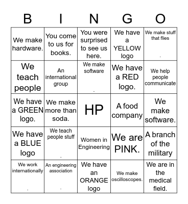 HP's Colorado Springs Engineering Summit Bingo Card