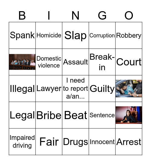 Canadian Law Bingo Card