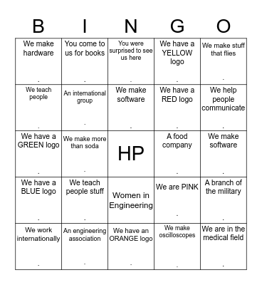 HP's Colorado Springs Engineering Summit Bingo Card