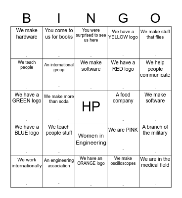 HP's Colorado Springs Engineering Summit Bingo Card