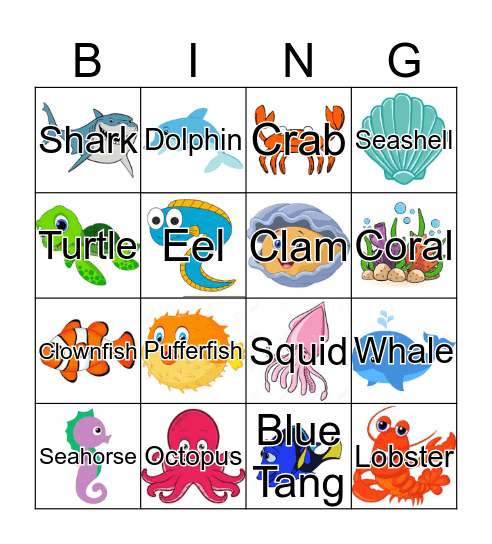 Ocean Bingo Card