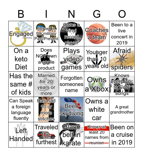 Family Scavenger Hunt Bingo Card