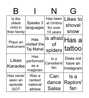 Find Someone Who... Bingo Card
