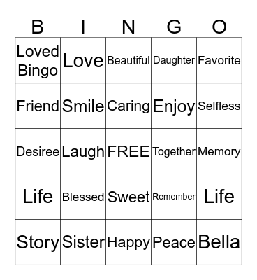 Memories of Desiree Bingo Card