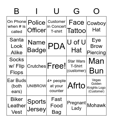 July 26 Blackout Bingo Card