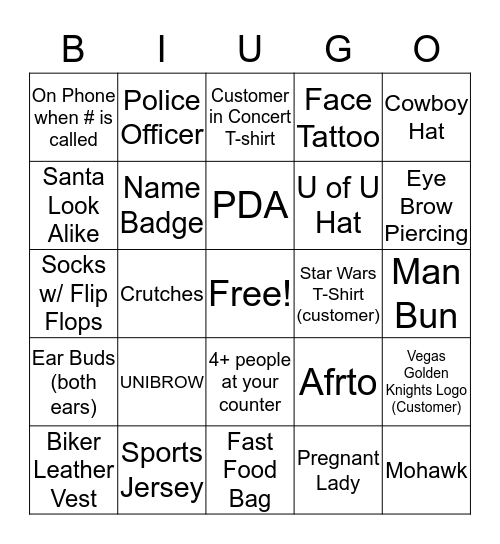 July 26 Blackout Bingo Card