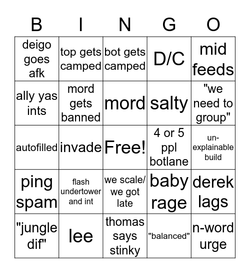 NA carnival experience Bingo Card