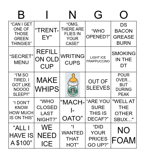 BARISTA BINGO Card