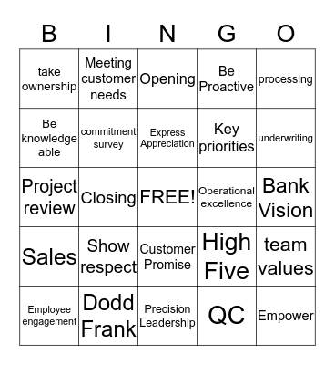 M&T Bingo Card